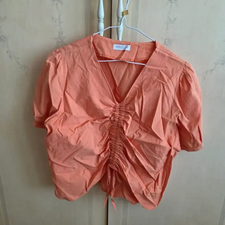 [BUNJANG] Orange Shirring Blouse / 오렌지 셔링 블라우스
