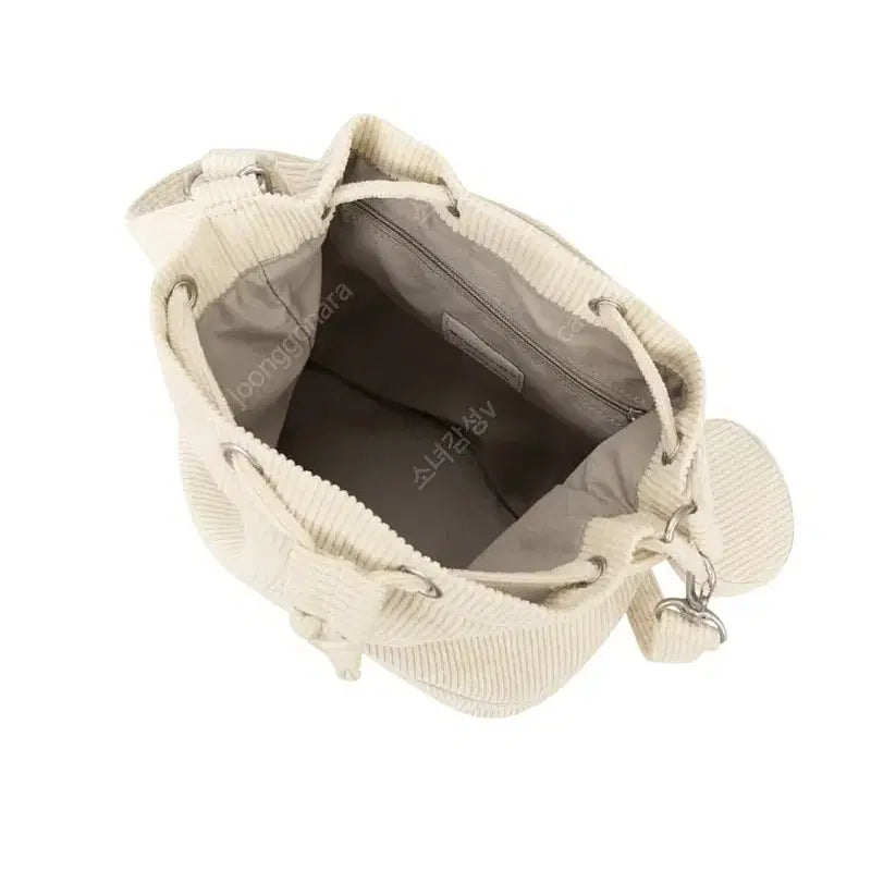 [BUNJANG] Discovery Corduroy Bucket Bag Ivory / 디스커버리 코듀로이 버킷백 아이보리 골덴 가방