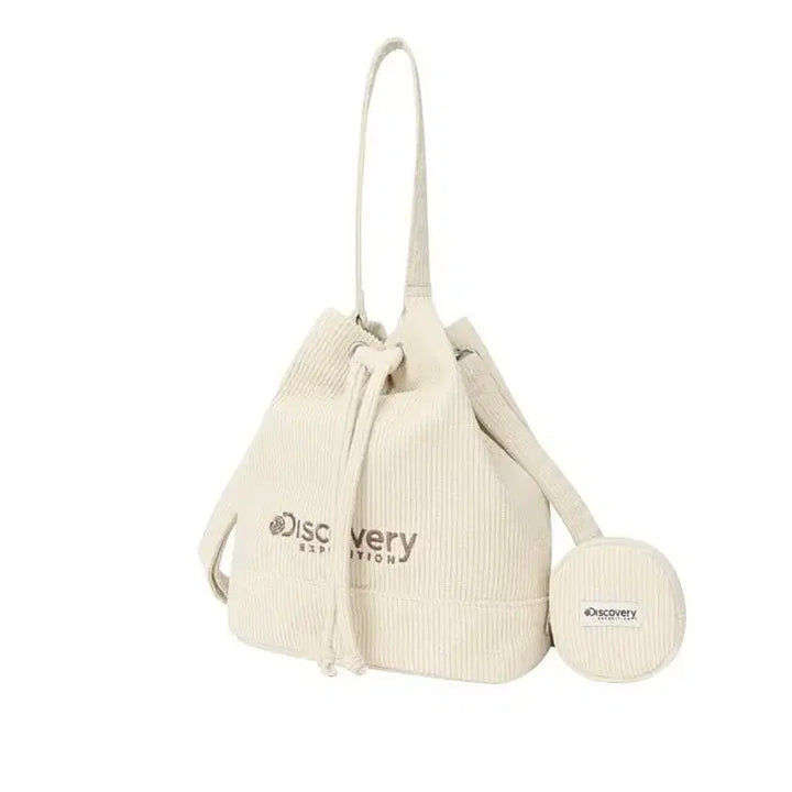[BUNJANG] Discovery Corduroy Bucket Bag Ivory / 디스커버리 코듀로이 버킷백 아이보리 골덴 가방