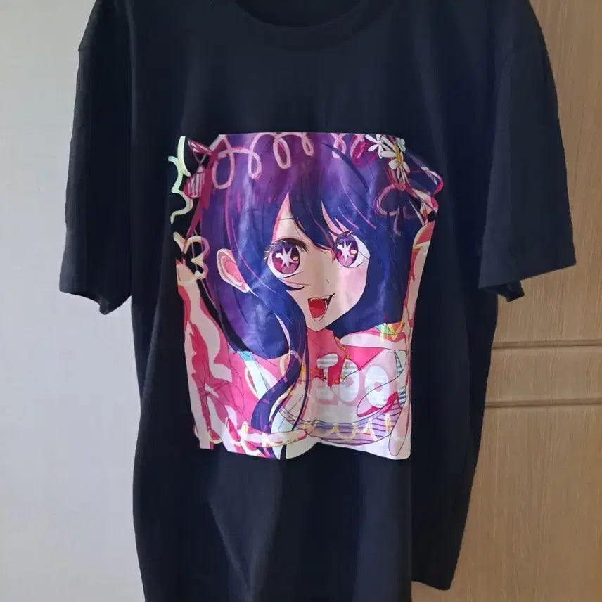 [SOLD OUT] 애니메이션 캐릭터 프린팅 검정 반팔 티셔츠