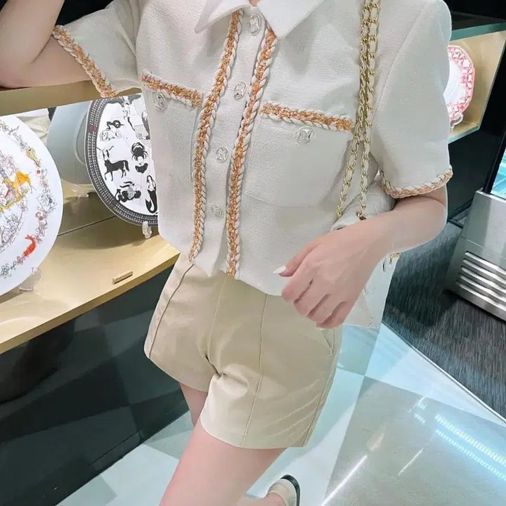 [BUNJANG] Tweed Short Sleeve Jacket / 수입 트위드 반팔 자켓