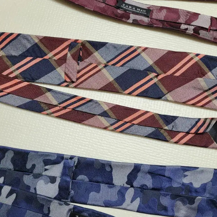 [BUNJANG] Necktie Set (Camo, Checkered Navy, Orange, Burgundy) / 넥타이 3종 (까모, 체크 패턴 네이비, 오렌지, 버건디)