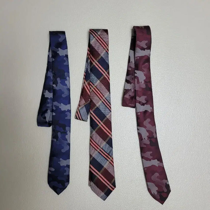 [BUNJANG] Necktie Set (Camo, Checkered Navy, Orange, Burgundy) / 넥타이 3종 (까모, 체크 패턴 네이비, 오렌지, 버건디)