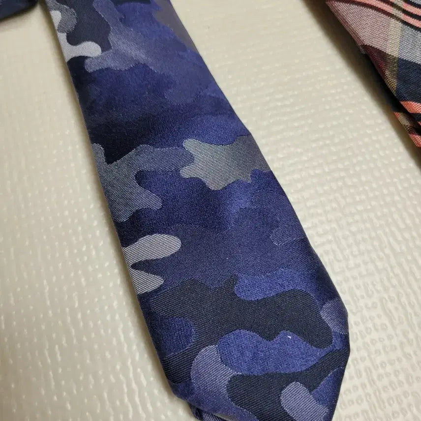 [BUNJANG] Necktie Set (Camo, Checkered Navy, Orange, Burgundy) / 넥타이 3종 (까모, 체크 패턴 네이비, 오렌지, 버건디)