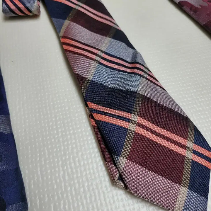 [BUNJANG] Necktie Set (Camo, Checkered Navy, Orange, Burgundy) / 넥타이 3종 (까모, 체크 패턴 네이비, 오렌지, 버건디)