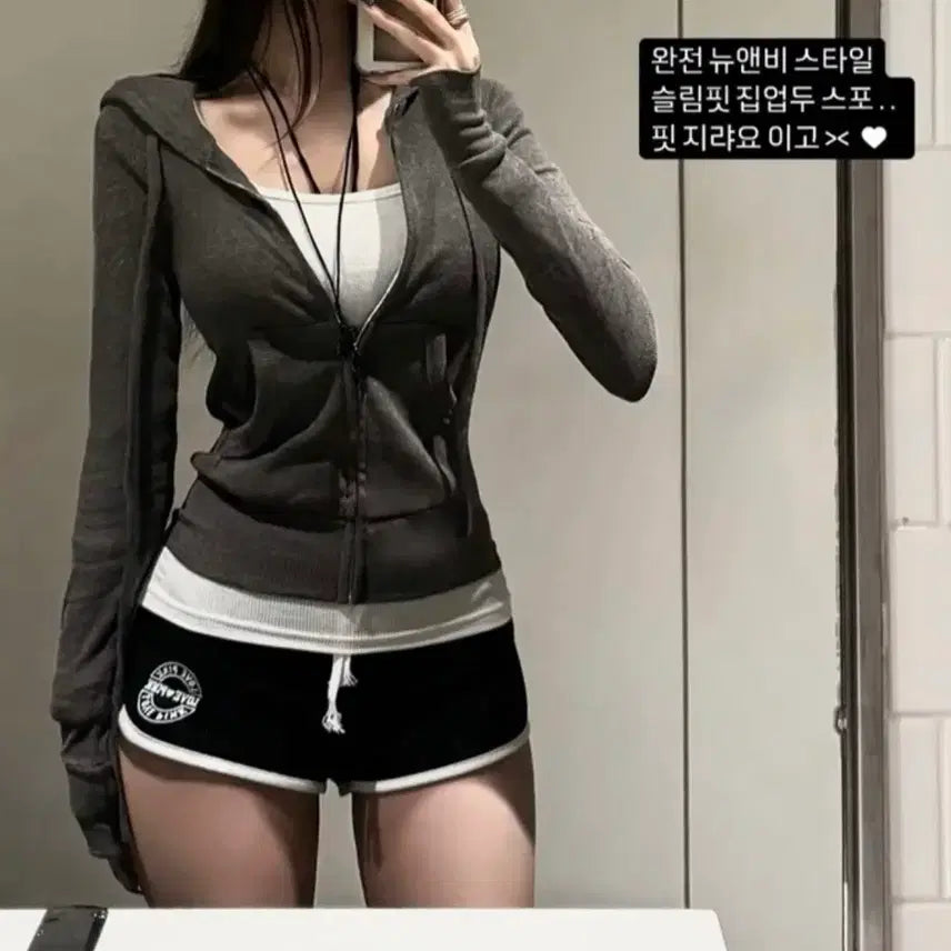 [SOLD OUT] 뉴앤비 슬림 후드집업(블랙)