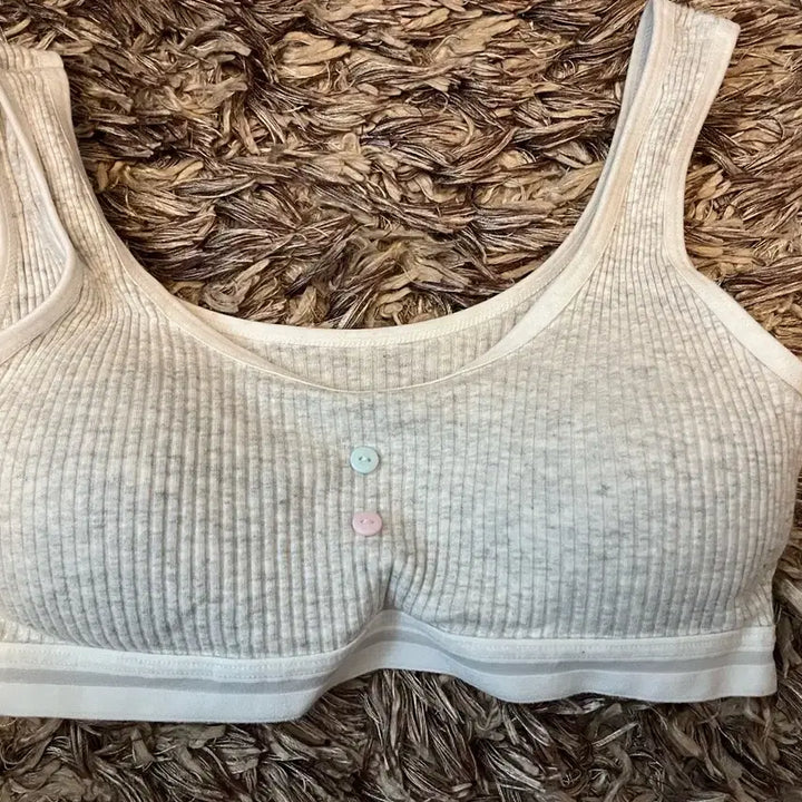 [BUNJANG] High Teen Gray Ribbed Bra Top / 하이틴 그레이 골지 브라탑