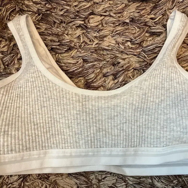 [BUNJANG] High Teen Gray Ribbed Bra Top / 하이틴 그레이 골지 브라탑