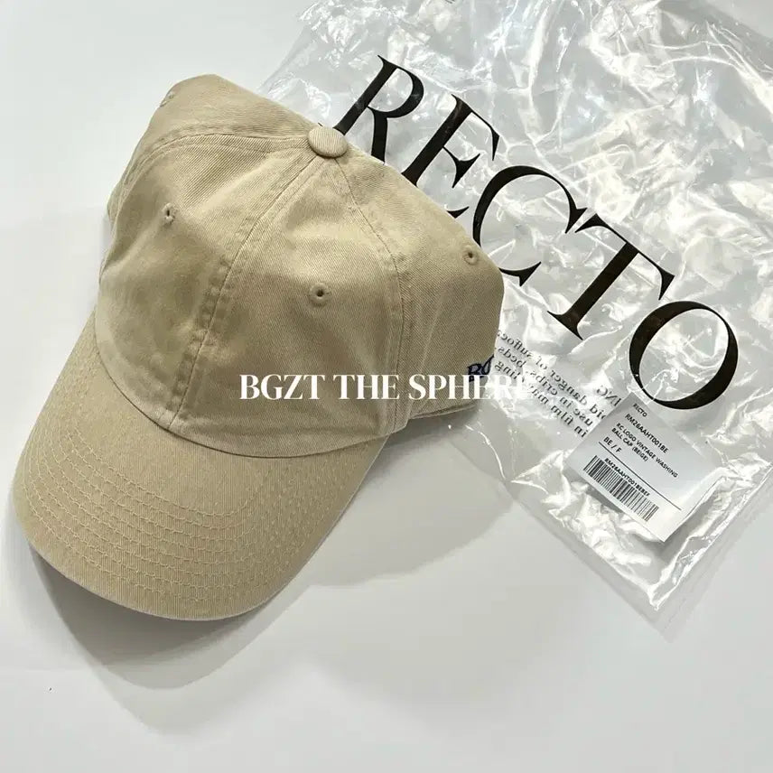 [BUNJANG] RECTO RC Logo Vintage Washing Ball Cap Beige / 렉토 RC 로고 빈티지 워싱 볼캡 베이지