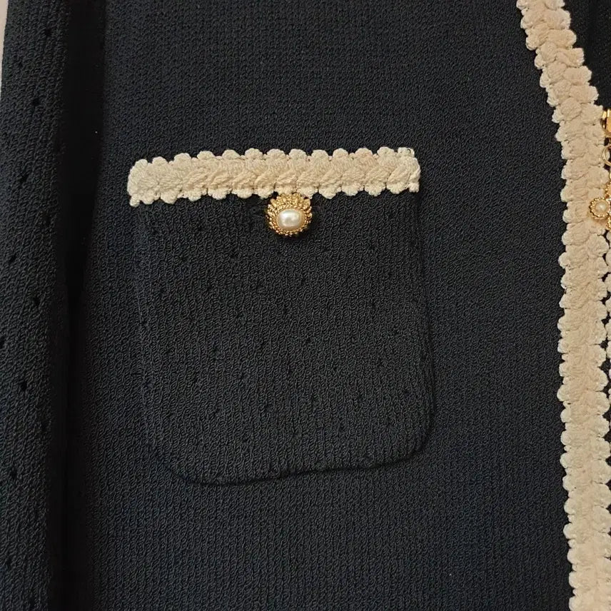 [BUNJANG] St. John Luxury Pearl &amp; Knit Trim Zip-Up Jacket / ST.JOHN 센존 컬렉션라인 럭셔리 진주&amp;니트트리밍 집업 자켓 재킷