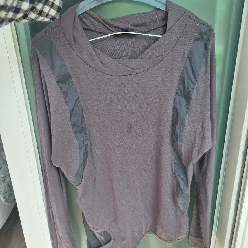 [BUNJANG] Tomboy Brown Long Sleeve T-Shirt / 톰보이 배색 포인트 브라운 긴팔 티셔츠