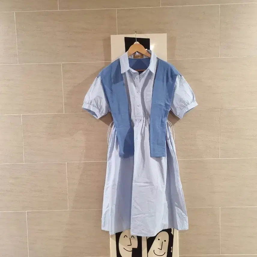 [BUNJANG] Basic Style Shirt Dress / 깔끔스퇄~쉐타걸친 셔츠원핏