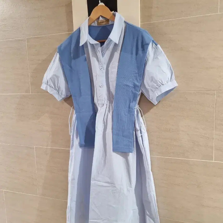 [BUNJANG] Basic Style Shirt Dress / 깔끔스퇄~쉐타걸친 셔츠원핏