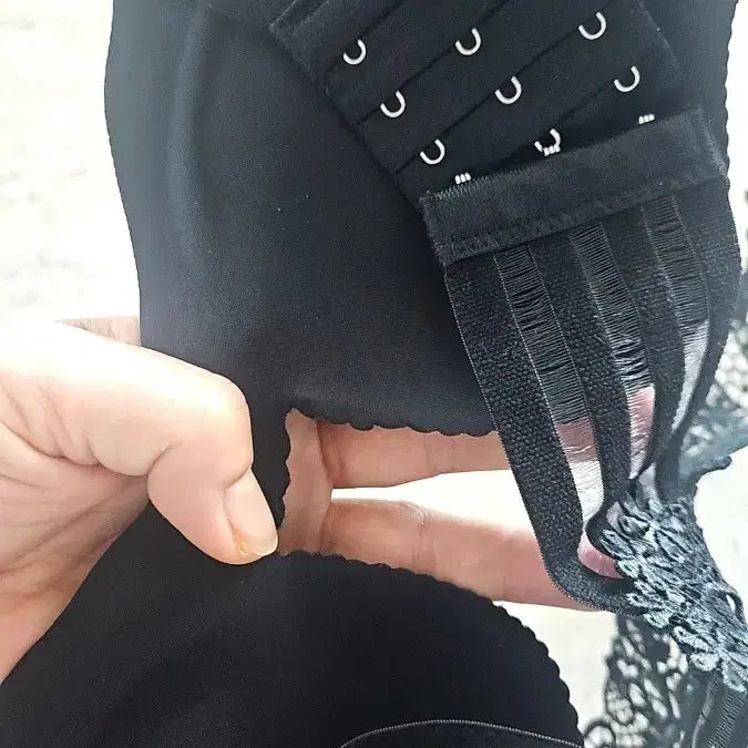 [BUNJANG] Black Lace Bra Set / 레이스 백 블랙 브라 (일괄)