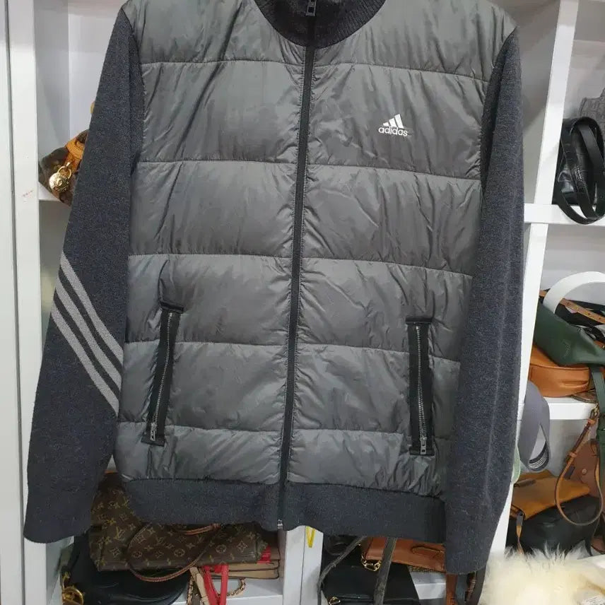 [BUNJANG] Adidas Goose Down Knit Padded Jacket / 아디다스 거위털 니트 패딩 100