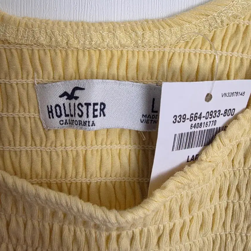 [BUNJANG] Hollister Yellow Shirred Crop Tank Top / 홀리스터 옐로우 셔링 크롭 나시
