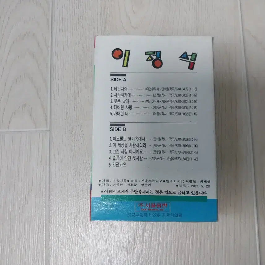 [BUNJANG] Lee Jung Seok Vol. 1 Cassette Tape / 이정석 1집 카세트 테이프