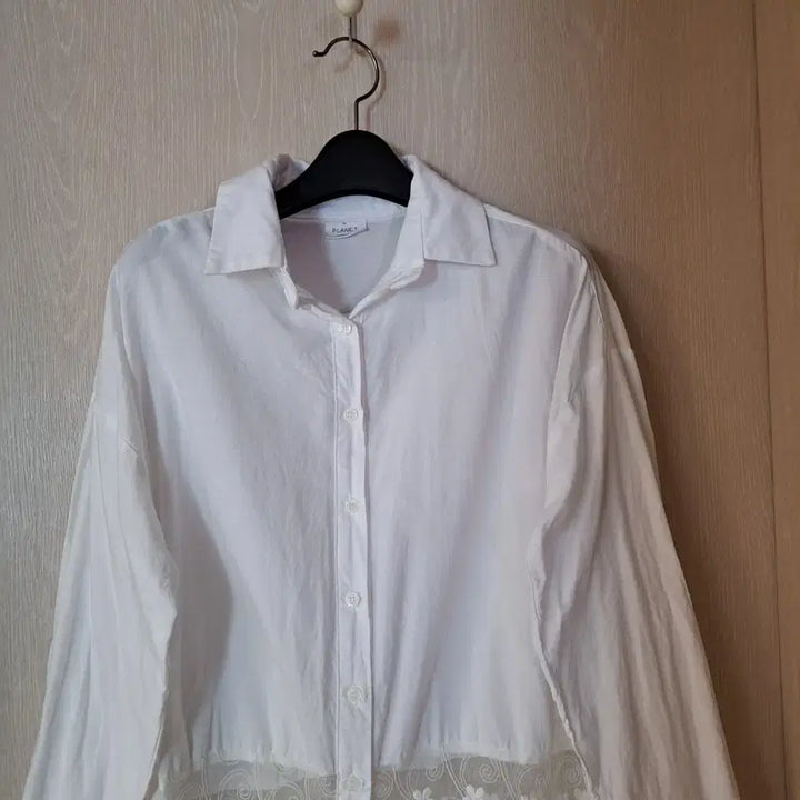 [BUNJANG] White Lace Long Shirt Dress (Size 77) / 화이트 레이스 롱 셔츠 원피스사이즈77