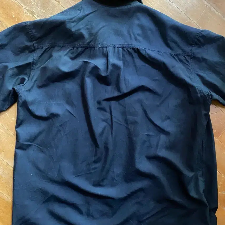 [BUNJANG] Customellow Navy Embroidered Short Sleeve Shirt / 커스텀멜로우 네이비 반팔 셔츠 38/00 (100)
