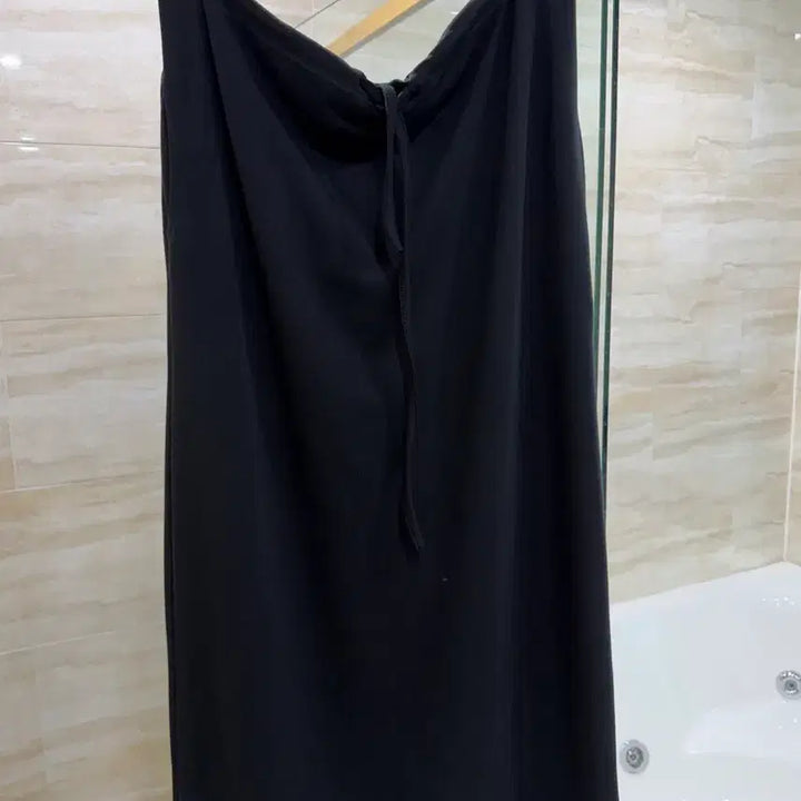 [BUNJANG] Flatper Recycled String Low High Span Maxi Long Skirt - Black / [플랫퍼] 해방 리사이클 스트링 로우 하이스판 맥시 롱스커트 블랙