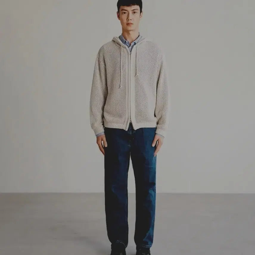 [SOLD OUT] S ) 예일 메쉬 후드 집업 니트
