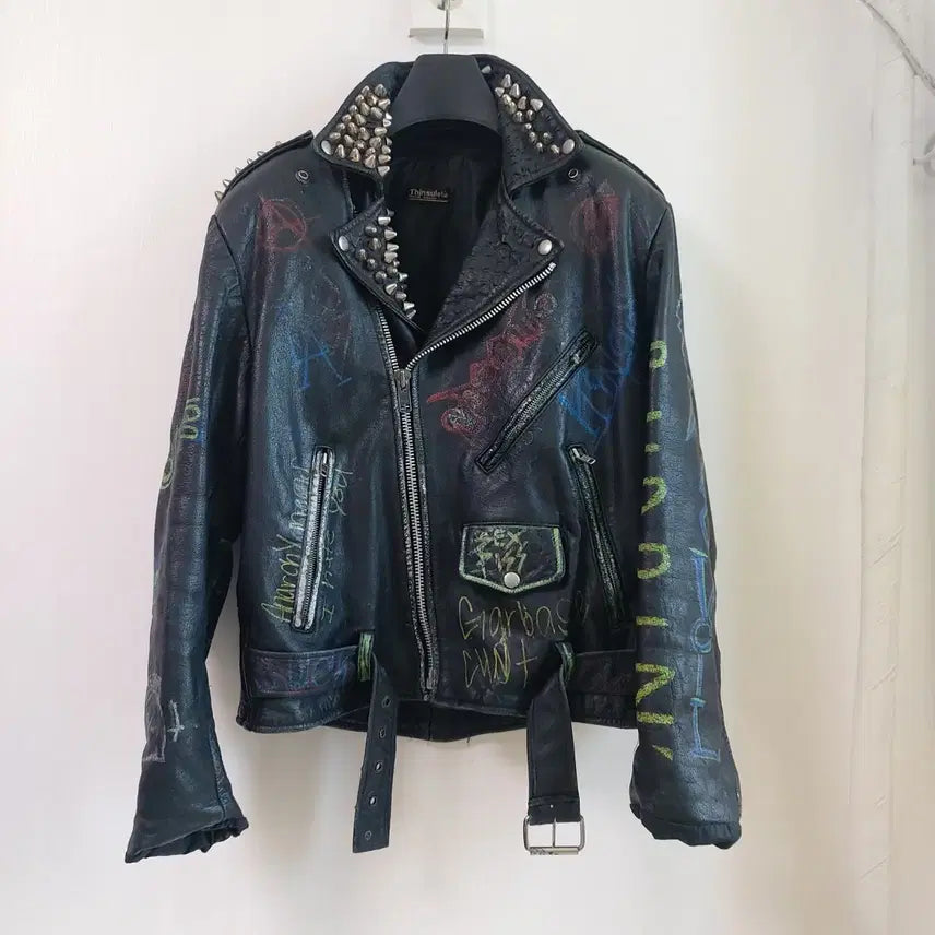 [BUNJANG] American Vintage Punk Leather Biker Jacket / 아메리칸 빈티지 펑크 레더자켓