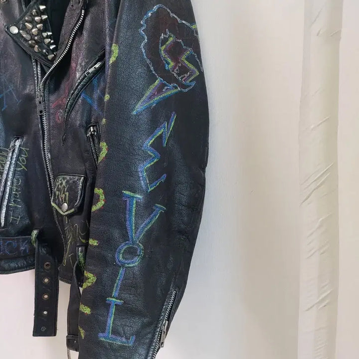 [BUNJANG] American Vintage Punk Leather Biker Jacket / 아메리칸 빈티지 펑크 레더자켓