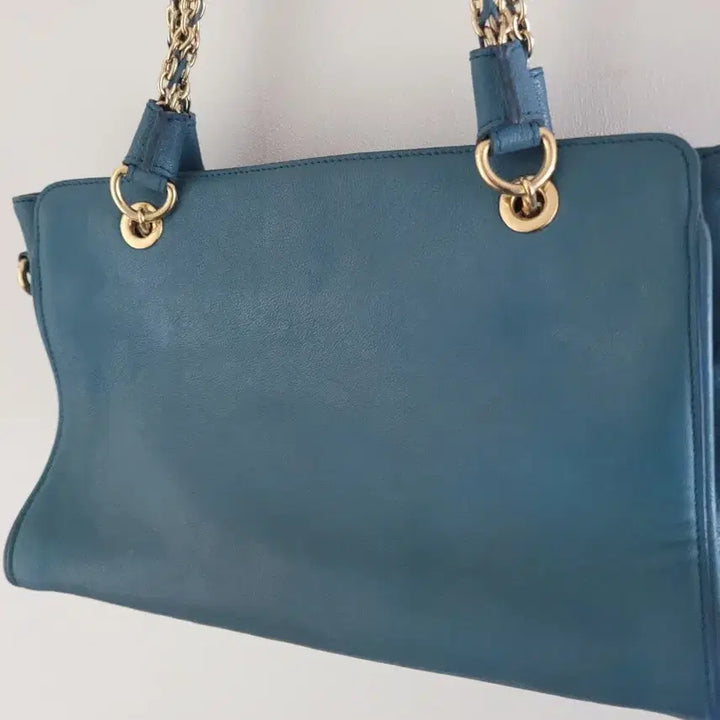 [BUNJANG] Daks Teal Shoulder Bag with Chain Handle / 청록색닥스  숄더백 체인 핸들 태슬 장식