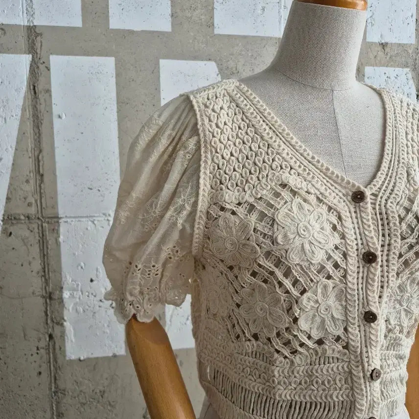 [BUNJANG] Crochet Lace Crop Cardigan / 크로셰 레이스 크롭가디건(SB8