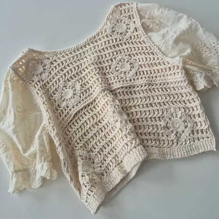 [BUNJANG] Crochet Lace Crop Cardigan / 크로셰 레이스 크롭가디건(SB8