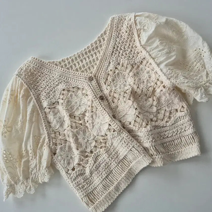 [BUNJANG] Crochet Lace Crop Cardigan / 크로셰 레이스 크롭가디건(SB8