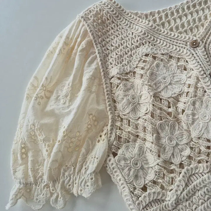 [BUNJANG] Crochet Lace Crop Cardigan / 크로셰 레이스 크롭가디건(SB8
