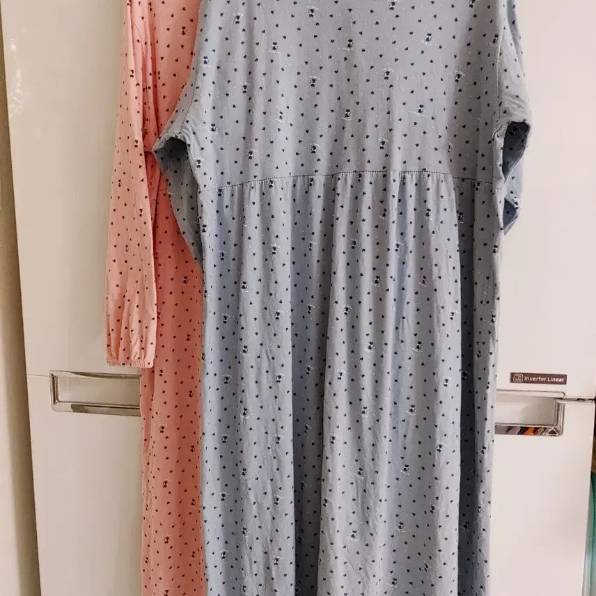 [BUNJANG] Pink/Blue Pattern Pajama Dress / 귀여운 패턴 잠옷원피스 핑크/블루