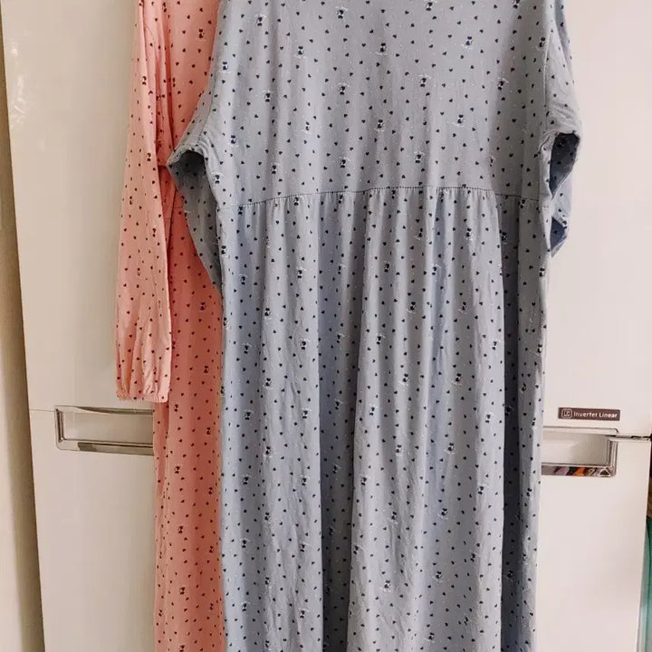 [BUNJANG] Pink/Blue Pattern Pajama Dress / 귀여운 패턴 잠옷원피스 핑크/블루