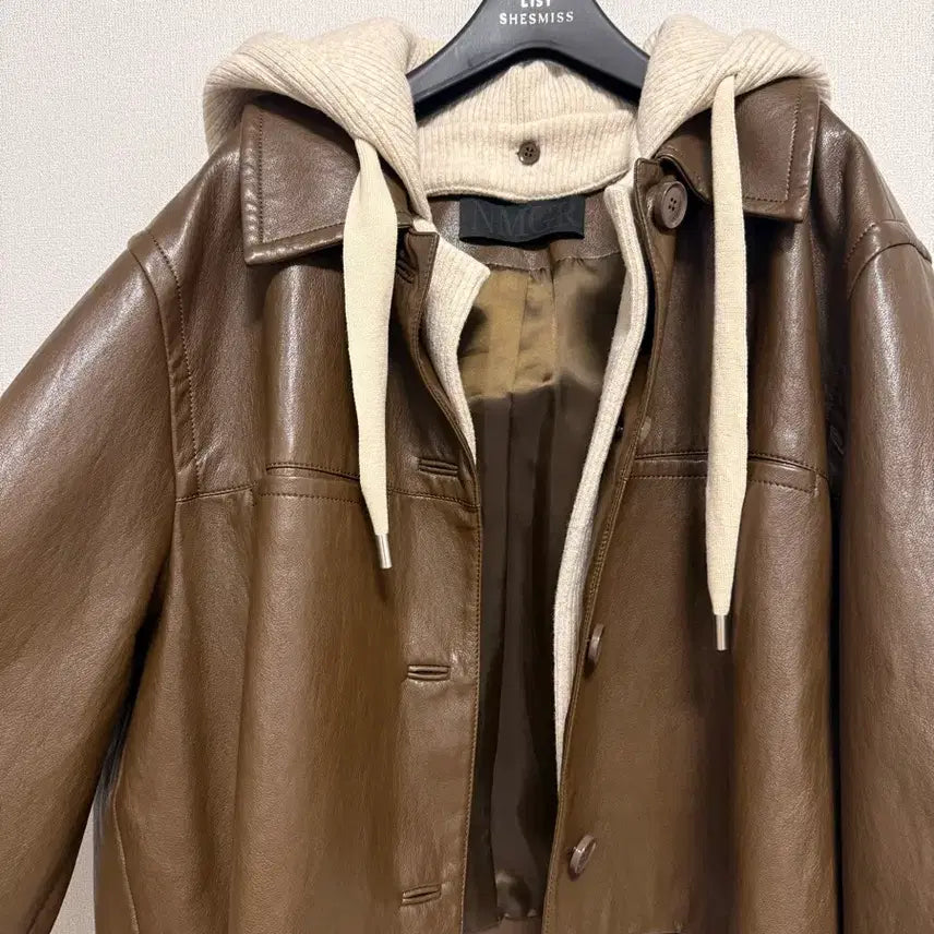 [BUNJANG] NamooGreem Faux Leather Hooded Jacket / 나무그림 페이크레더 후드 자켓