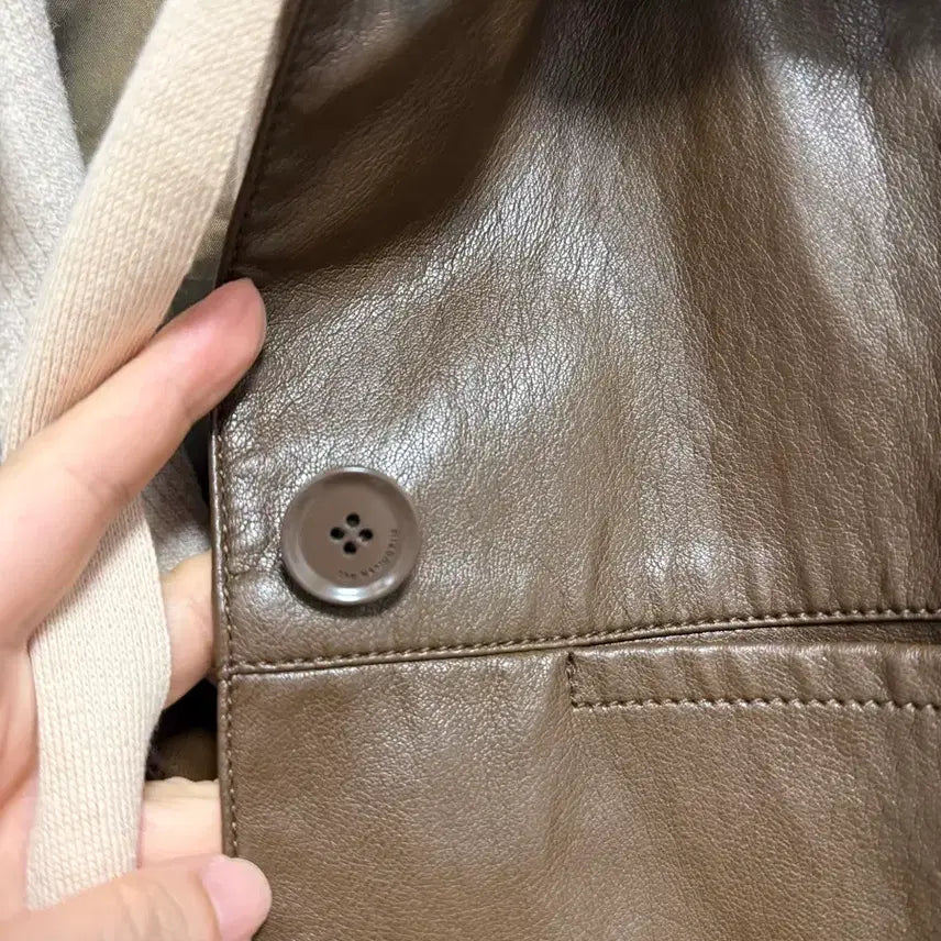 [BUNJANG] NamooGreem Faux Leather Hooded Jacket / 나무그림 페이크레더 후드 자켓