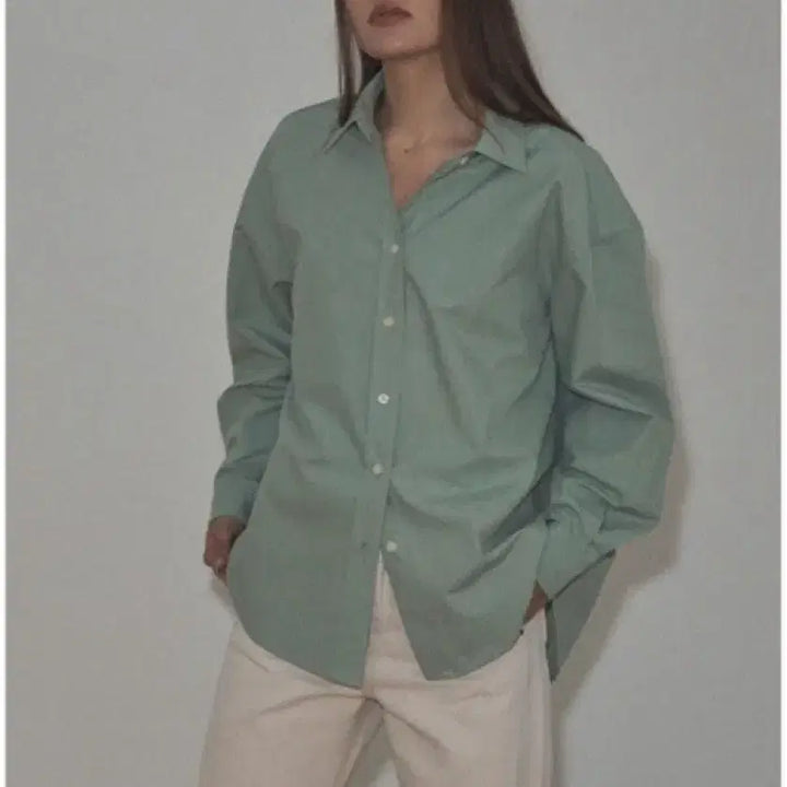 [BUNJANG] Sienne Sage Cotton Shirt - Green / 시엔느 세이지코튼셔츠 그린