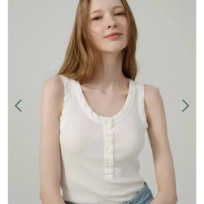 [BUNJANG] TheBarnett Ribbed Henley Tank Top (White) / 더바넷 Ribbed Henley Tank Top (white)