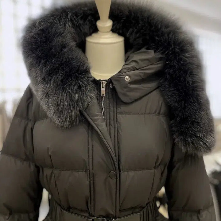 [BUNJANG] Zooc Saga Fox Fur Goose Down Padded Jacket / 주크 사가폭스퍼 밴딩벨트 구스 패딩 55