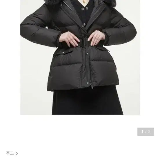 [BUNJANG] Zooc Saga Fox Fur Goose Down Padded Jacket / 주크 사가폭스퍼 밴딩벨트 구스 패딩 55