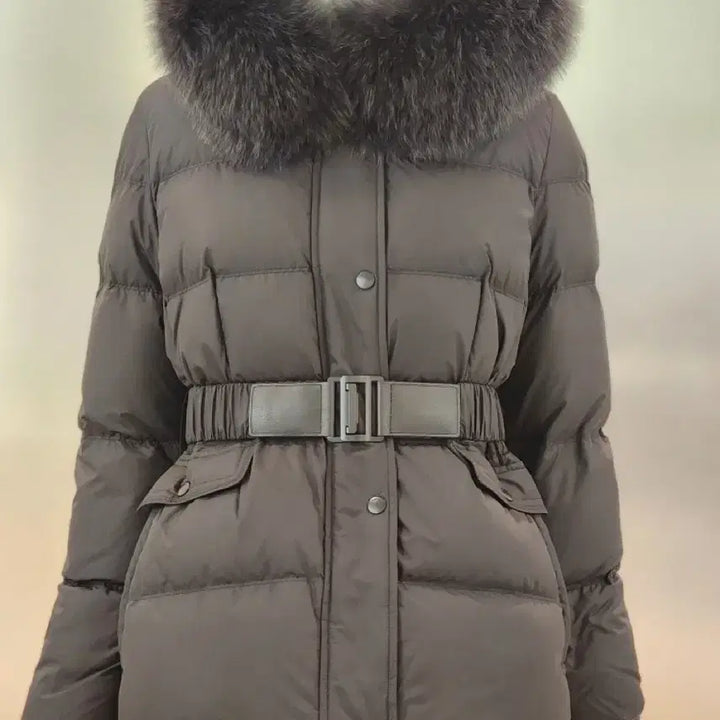 [BUNJANG] Zooc Saga Fox Fur Goose Down Padded Jacket / 주크 사가폭스퍼 밴딩벨트 구스 패딩 55