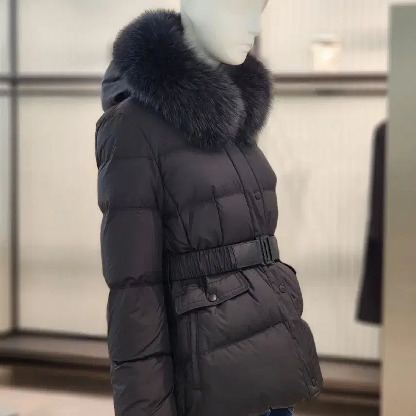 [BUNJANG] Zooc Saga Fox Fur Goose Down Padded Jacket / 주크 사가폭스퍼 밴딩벨트 구스 패딩 55