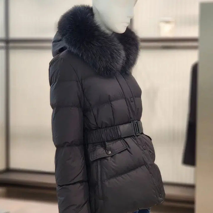 [BUNJANG] Zooc Saga Fox Fur Goose Down Padded Jacket / 주크 사가폭스퍼 밴딩벨트 구스 패딩 55