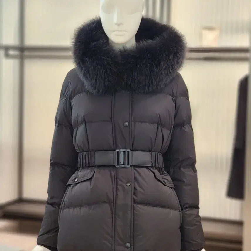 [BUNJANG] Zooc Saga Fox Fur Goose Down Padded Jacket / 주크 사가폭스퍼 밴딩벨트 구스 패딩 55
