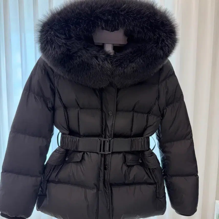 [BUNJANG] Zooc Saga Fox Fur Goose Down Padded Jacket / 주크 사가폭스퍼 밴딩벨트 구스 패딩 55