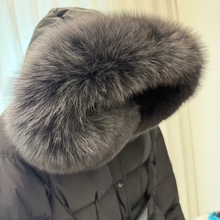 [BUNJANG] Zooc Saga Fox Fur Goose Down Padded Jacket / 주크 사가폭스퍼 밴딩벨트 구스 패딩 55