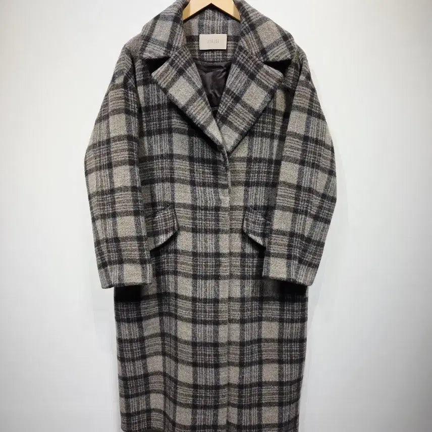 [BUNJANG] LEBEIGE Wool Blend Check Long Coat / LEBEIGE 르베이지 울 블렌드 체크 롱 코트