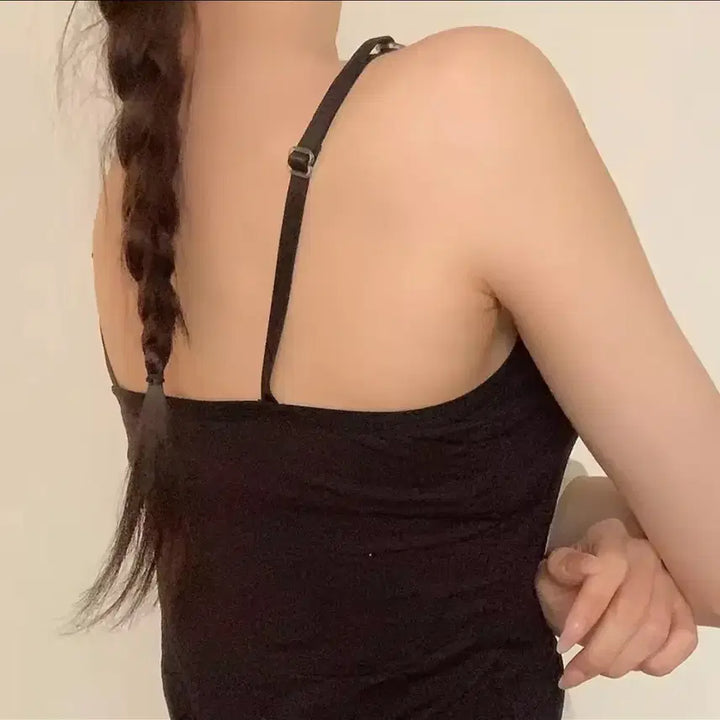 [BUNJANG] Built-in Cup Sports Bra Tank Top - Black / 새상품)브라탑 나시