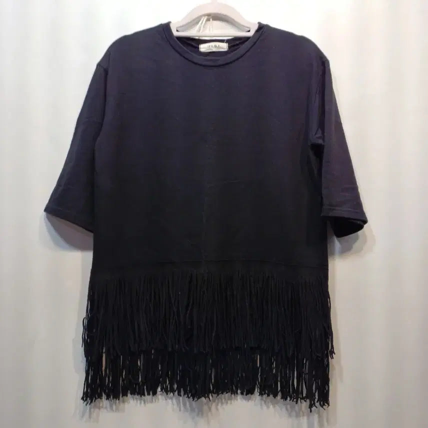 [BUNJANG] Black Fringe Short Sleeve T-shirt / 블랙 프린지 반팔 티셔츠80~85사이즈여름  64205