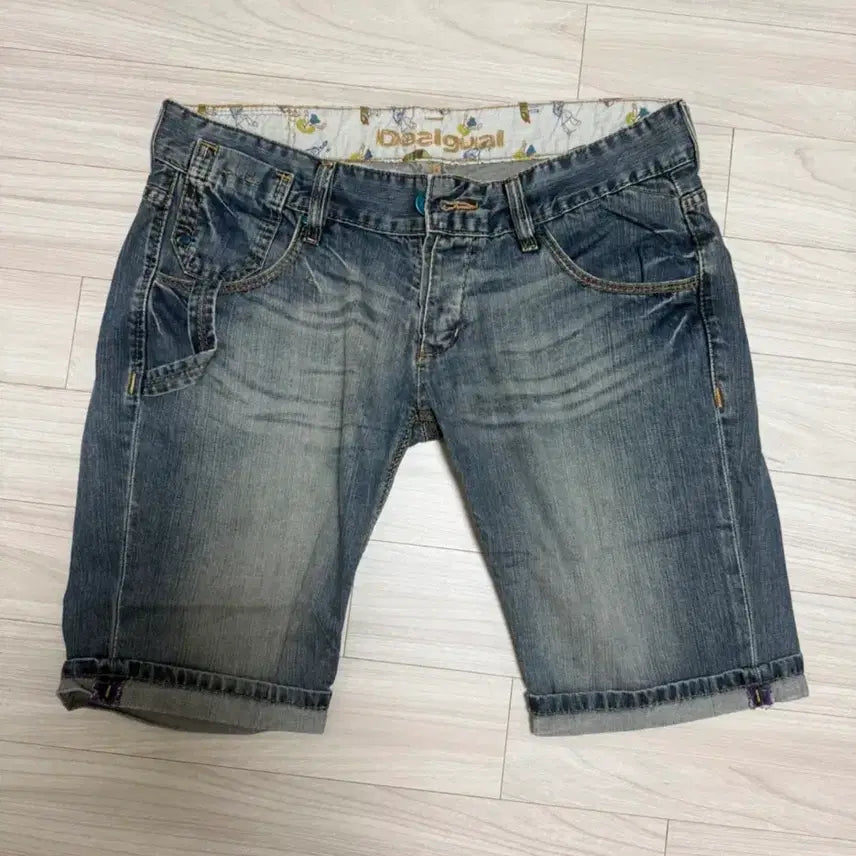 [BUNJANG] Kolon Desigual Denim Roll-Up Shorts (Unisex) / 코오롱 Desigual 데님 롤업 반바지(남여공용)